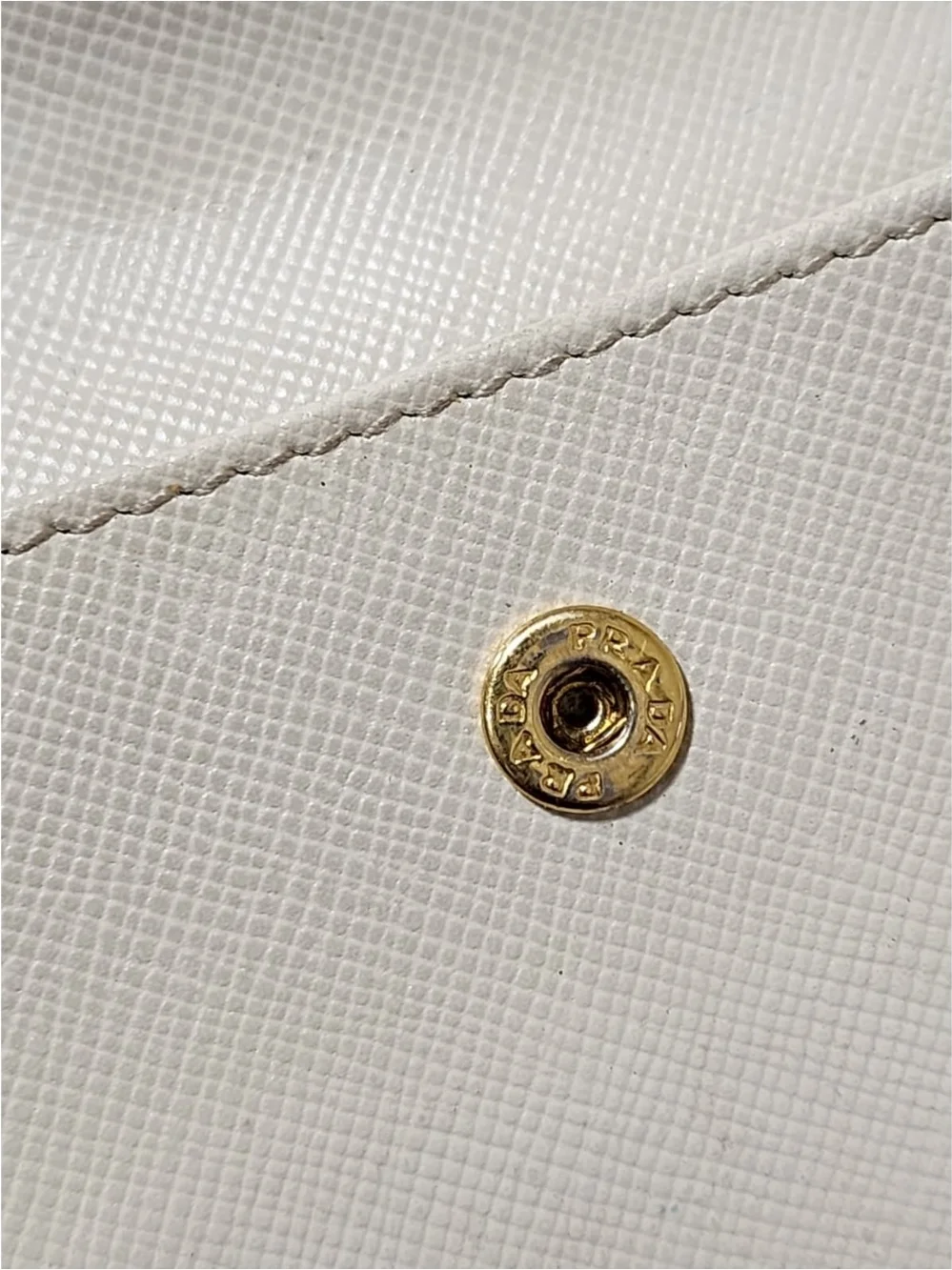 PRADA Nano Saffiano Leather Card Holder/Wallet Off-White